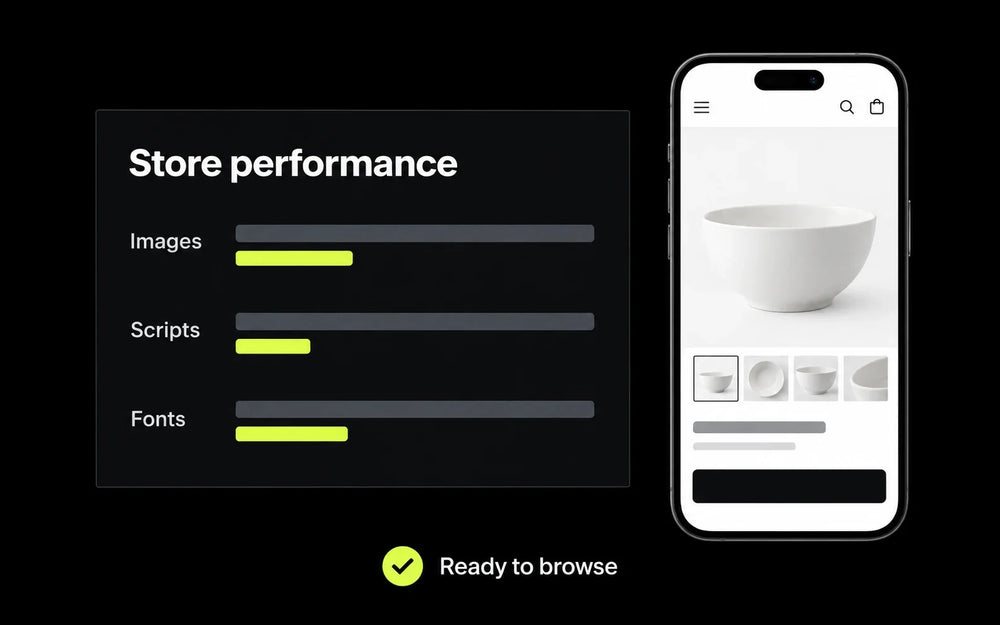 Store performance checks beside a loaded mobile page